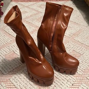 Brown ankle platforms